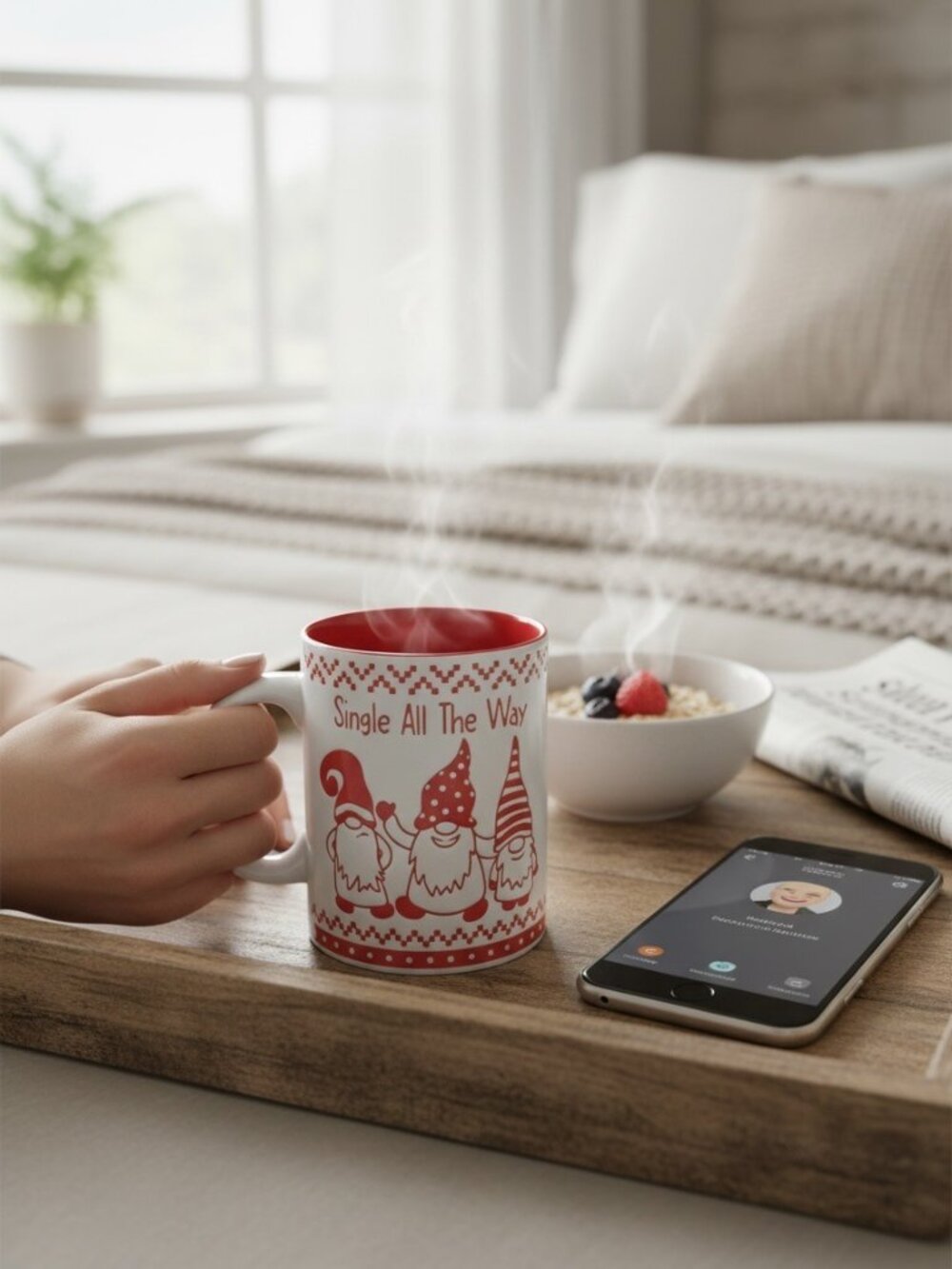 Single All The Way Ceramic Christmas Mug With Gnome Design